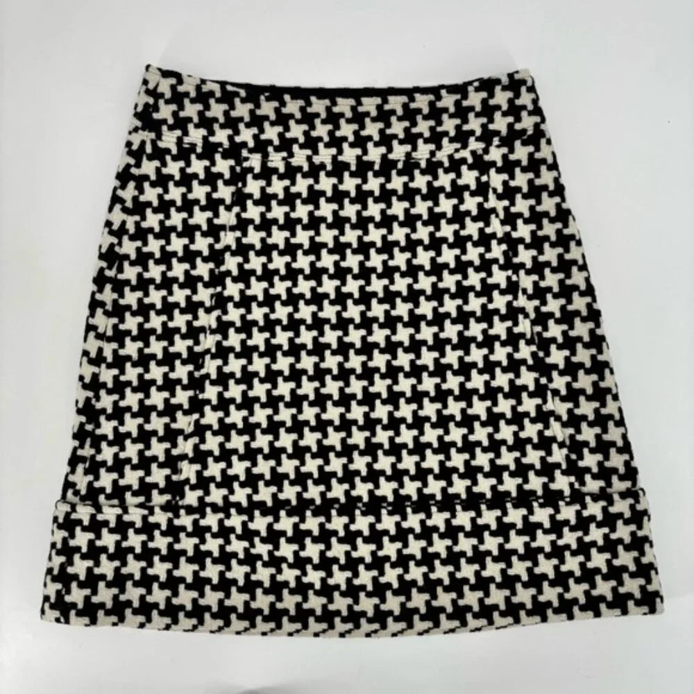 Club Monaco Skirt Womens Size 2 White Black Houndstooth Wool Blend - Picture 10 of 10
